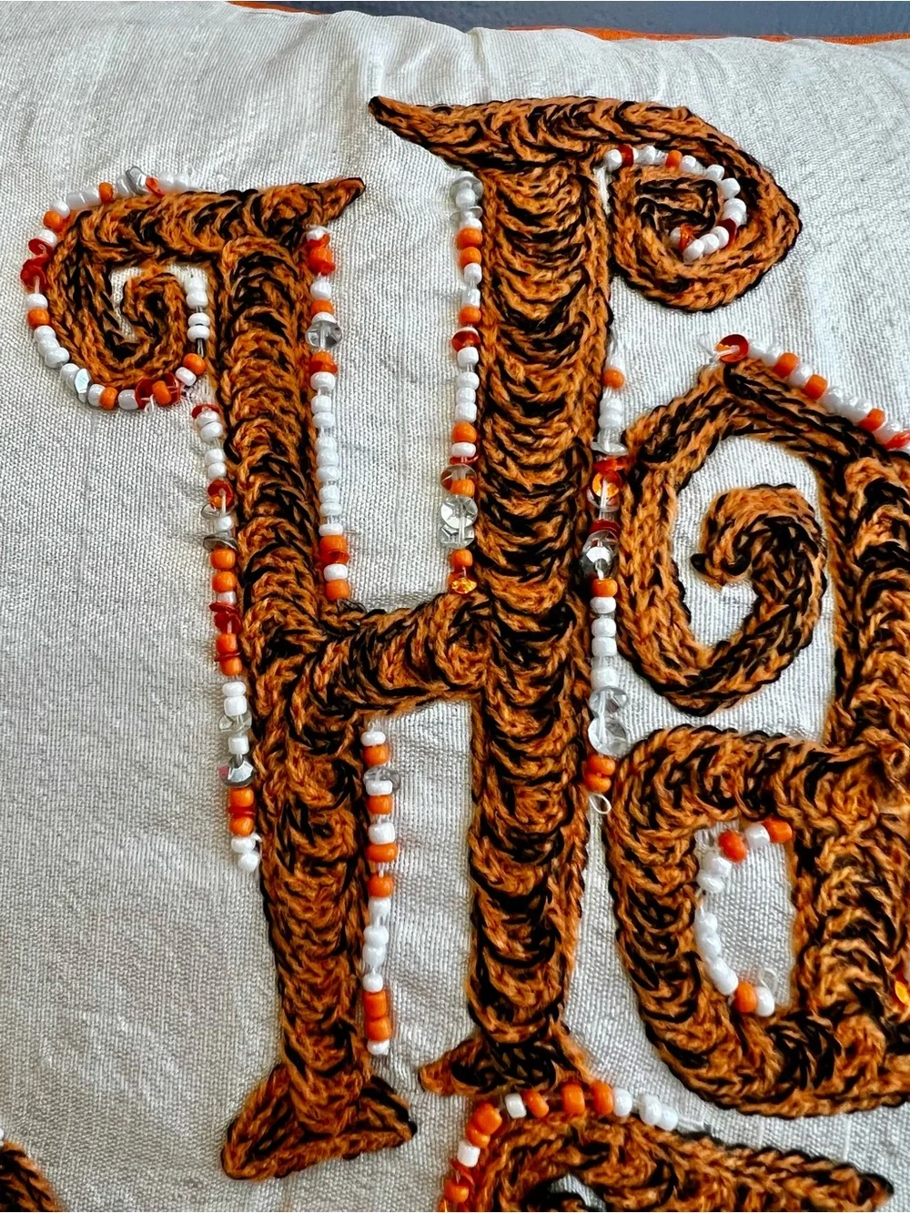 Happy Halloween Decorative Pillow - White with Orange and Black is NWT